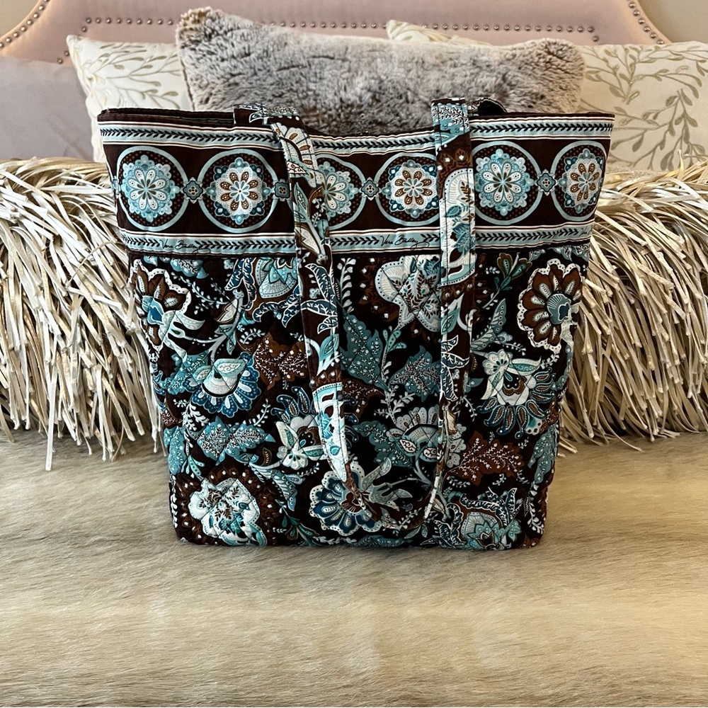 Vintage Vera Bradley Java Blue Medium Button Tote… - image 4